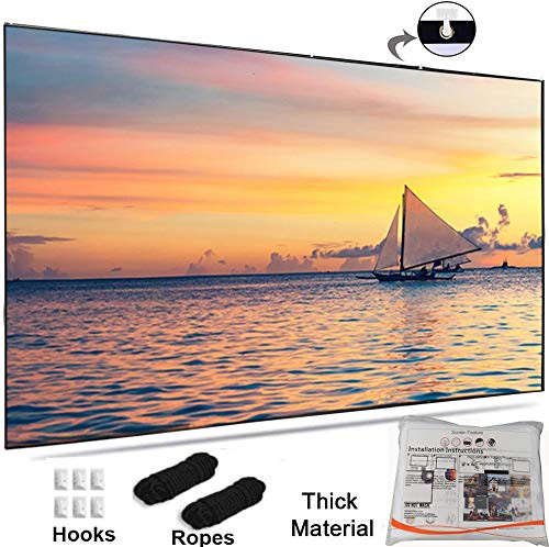 Hzgang Thick Rear & Frontal Projector Screen Indoor Outdoor Portable Movie Screens 16:9 HD Projection 4K Home Theater Gaming Office Presentation Educa