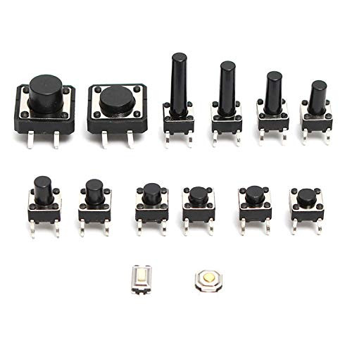 Maxmoral 140pcs Micro Tact Switch SMD/DIP 14 Kinds Momentary Tactile Push Button Switch for PCB Panel