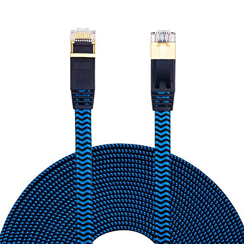 Cat 7 Ethernet Cable 12ft, Hftywy Cat 7 Ethernet Cable Nylon Braided Cat 7 Flat Internet Network Computer Patch Cord RJ45 Network Cable Cat7 LAN Cable