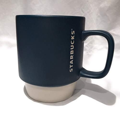 Starbucks 2016 Matte Dark Blue Stacking Ceramic Coffee Mug 12oz