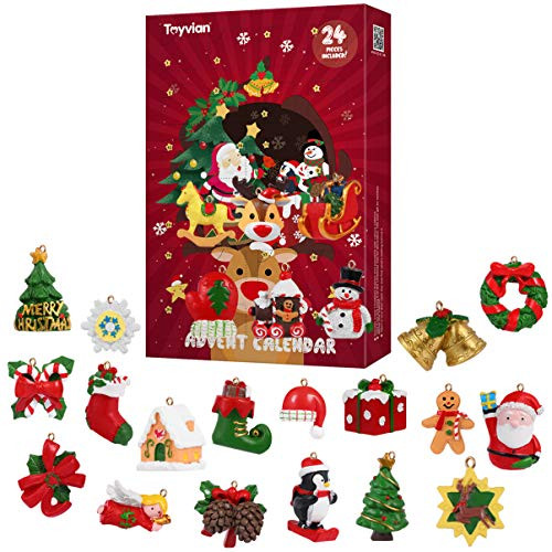 TOYANDONA 24PCS Christmas Tree Advent Calendar Christmas Collection Ornaments Countdown Calendar