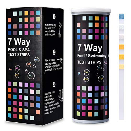 ICARERSPACE 7 in 1 Water Test Strips (100 Strips), Water Quality Test for Aquarium, Pool, Drinking Water, Water Strips Test for pH, Hardness, Chlorine