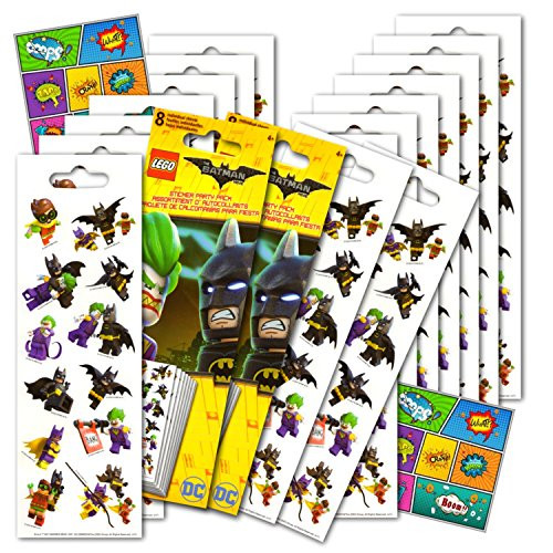 Lego Batman Stickers Party Favors Pack - 16 Sheets of Lego Batman Stickers Bundled with 2 Specialty Separately Licensed GWW Reward Sticker