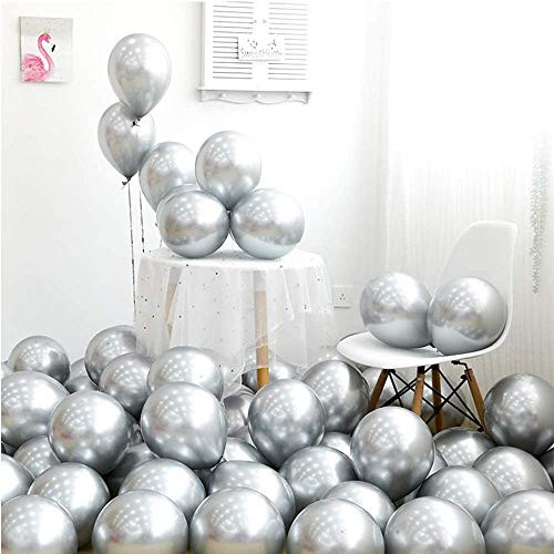 Chrome Sliver Balloons 12inch 50pcs Latex Balloons Metallic Party Balloons Birthday Helium Balloons