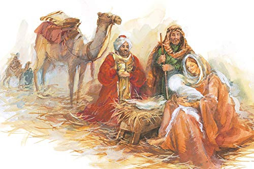 Christmas Boxed Greeting Card Multi-Pack Set (4x6) by Fravessi | 16 Cards + 17 Envelopes (Wise Men Nativity Scene)
