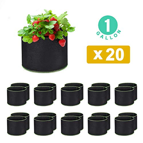 WOHOUS 20-Pack 1 Gallon Plant Grow Bags Heavy Duty Aeration Fabric Pots Thickened Nonwoven 1 Gallon Fabric Pots Plant Grow Bags (20, 1 Gallon) WOHOUS 20-Pack 1 Gallon Plant Grow Bags Heavy Duty Aeration Fabric Pots Thickened Nonwoven 1 Gallon Fabric Pots Plant Grow Bags (20, 1 Gallon)