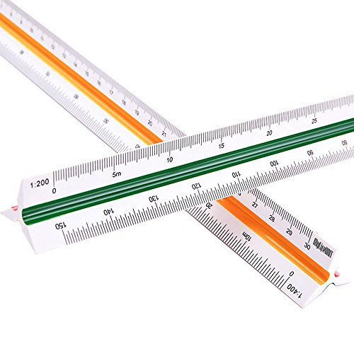 MyLifeUNIT Professional Plastic Engineering Triangular Scale Ruler (1:100, 1:200, 1:250, 1:300, 1:400, 1:500)