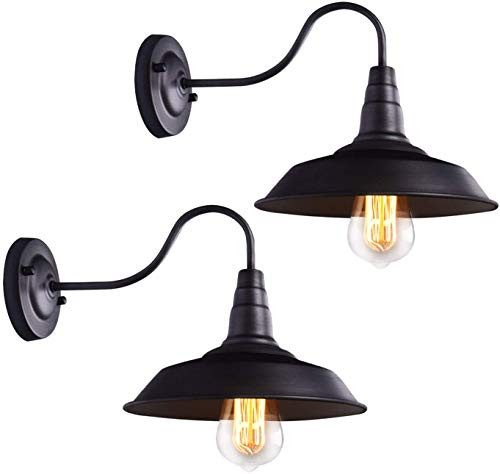 Ncmoyin Vintage Wall Sconce Farmhouse Barn Gooseneck Wall Light Retro Shade for Kitchen Dining Room Loft Coffee Bar (Pack of 2)