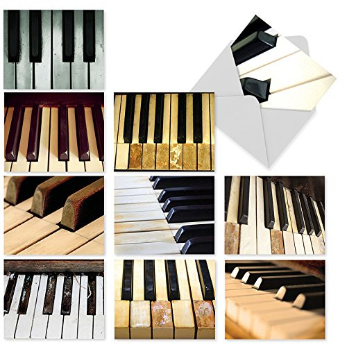 10 Piano Note Cards for All Occasions with Envelopes, Assorted Stationery Set for Weddings, Birthdays, Thank Yous, and More - Blank Keynotes' Greeting