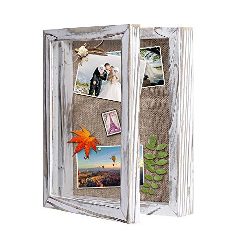 KCRasan Shadow Box Frame 8x10 - Shadow Box Display Case with Linen Back 100% Wood Shadow Box Frame - Showcase of Medals,Tickets, Flower,Shells,Keepsak