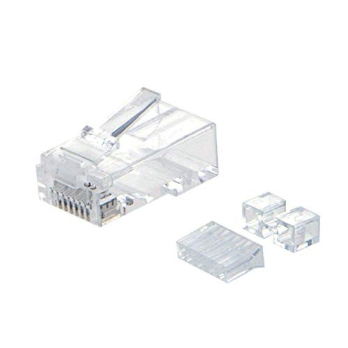 CableCreation 50-Pack Cat 6A RJ45 Modular Plug (Three-Piece Suit), UTP Network Connector for Solid Wire and Standard Cable, Transparent