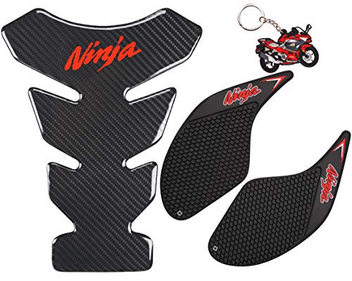 REVSOSTAR Real Carbon Fiber Motorcycle Decal Vinyl Tank Protector, Motorcycle Tank Side Traction Pad, Anti Slip sticker,Gas Tank Pad for Ninja 250 300