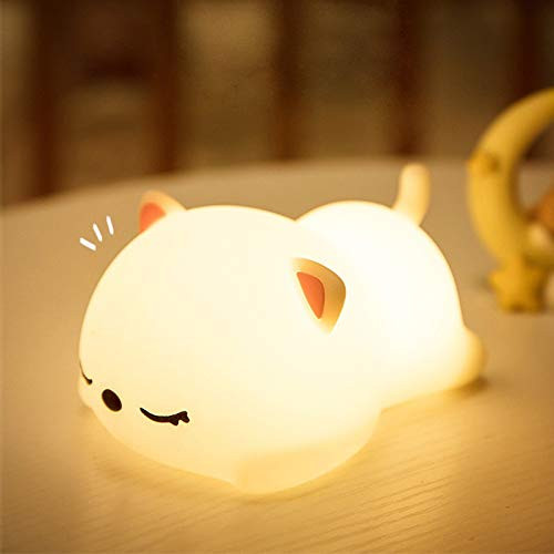 LED Nursery Night Lights for Kids,Cute Animal Silicone Baby Night Light with Touch Sensor - Portable and Rechargeable Infant or Toddler Cool Color Cha