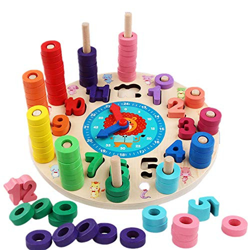 Wooden Shape Color Sorting Clock Shape Sorter Counting Game for Number Counting Montessori Early Learning Educational Toy Gift Toddler Kids