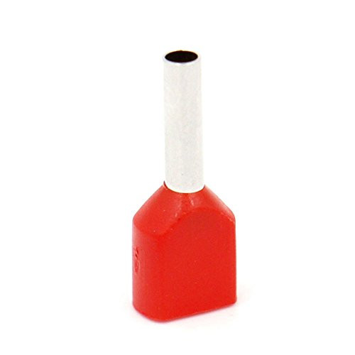 Baomain AWG 18/1.0mm Wire Copper Crimp Connector Twin Insulated Ferrule Pin Cord End Terminal Red 1000 Pcs