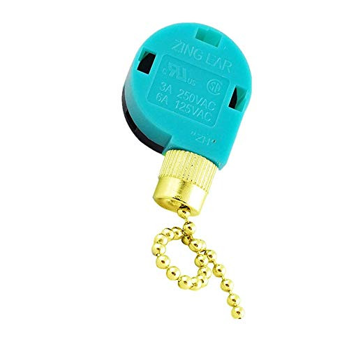 Ceiling Fan Switch Zing Ear Pull Chain Switch ZE-268S6 3 Speed 4 Wire Pull Chain Switch Control Ceiling Fan Replacement Speed Control Switch (Gold)