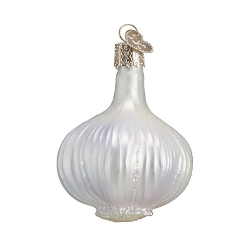 Old World Christmas Glass Blown Ornament with S-Hook and Gift Box, Condiments & Sauces Collection (Garlic)