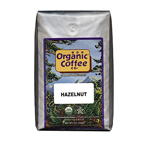 The Organic Coffee Co. Hazelnut Whole Bean Coffee 2LB (32 Ounce) Flavored Medium-Light Roast USDA Organic