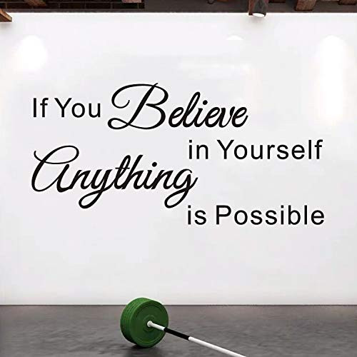 VODOE Inspirational Wall Decal, Gym Wall Decal, Quote Office School Classroom Teen Dorm Room Life Motivational Art Decor Vinyl Stickers If You Believe