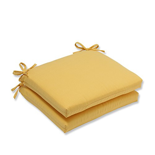 Pillow Perfect Outdoor/Indoor Forsyth Soleil Square Corner Seat Cushions, 18.5" x 16", Yellow, 2 Pack