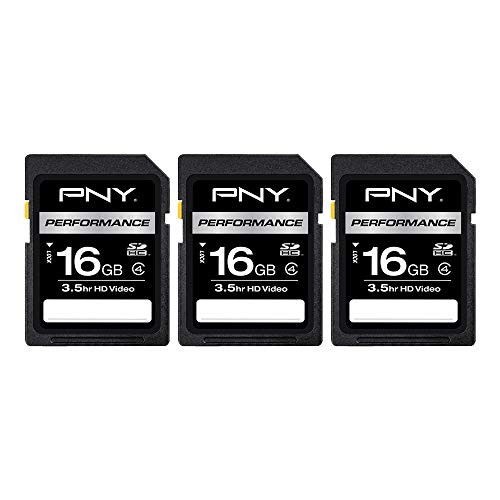 PNY 16GB Performance Class 4 SDHC Flash Memory Card 3-Pack, P-SDHC16G4HX3-MP