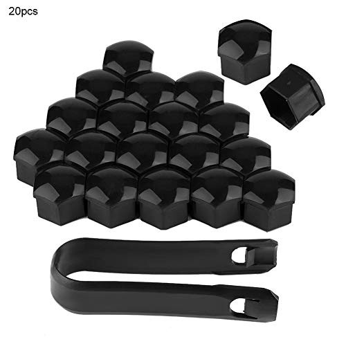 Cuque 20 Pcs Wheel Bolt Lug Nut Cover Cap with Removal Tool for 17mm Lug Nut(Black)