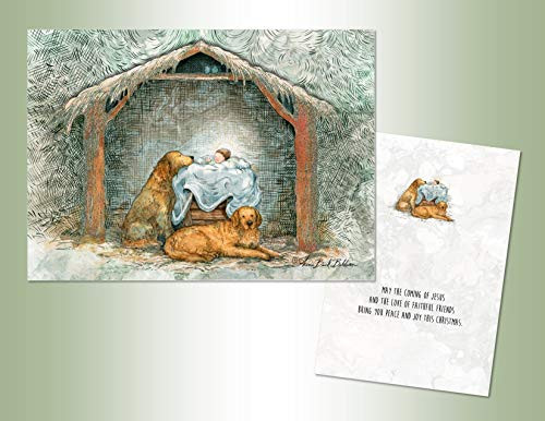 PERFORMING ARTS BOXED CHRISTMAS CARD SET Golden Nativity Set of 16 Velvet Touch coated cards/16 envelopes (1 design per box)