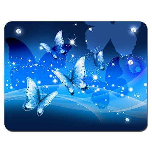 Meffort Inc Standard 9.5 x 7.9 Inch Mouse Pad - Blue Butterflies Design