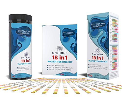 ON4HOME 18-in-1 Drinking Water Test Kit 60 Seconds Testing to Detect Hardness, Lead, Ph, Fluoride, Copper, Aluminum, Chromium and More