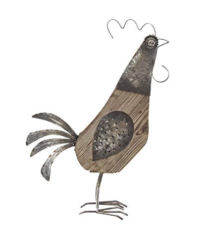 Deco 79 94815 Farmhouse Metal Rooster Sculpture, 16" W x 25" H, Black, White, Brown