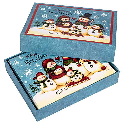 Divinity Boutique Boxed Card-Happy Holidays Snowmen (Pk 18)