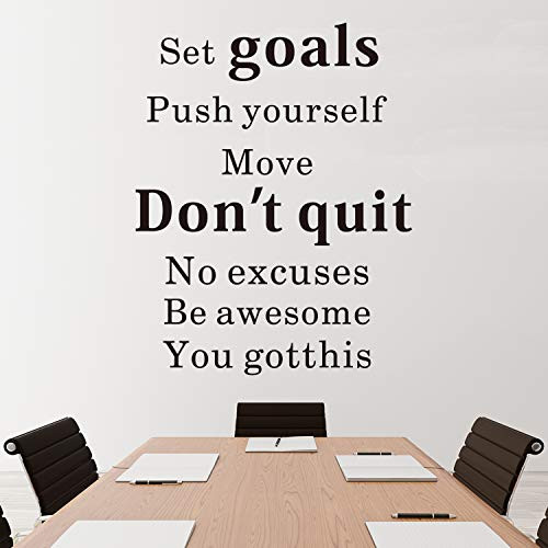 VODOE Quote Wall Decals, Office Wall Decals, Inspirational Gym Motivational Fitness Sports Bedroom Classroom School Teens Home Art Decor Vinyl Sticker