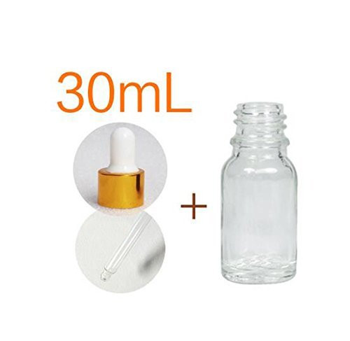 erioctry 4PCS 5ml/10ml/15ml/20ml/30ml/50ml/100ml Empty Reusable Clear Glass Bottle Jar Vial Container with Glass Eye Dropper for Perfume Essential Oil