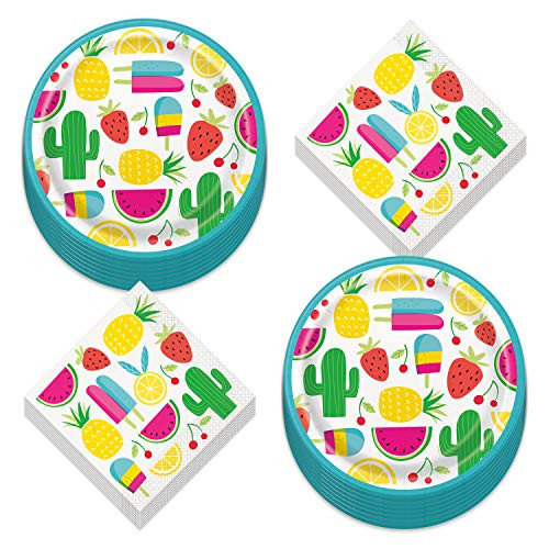 Sweet & Succulent Party Supplies - Cactus and Sweets Paper Dinner Plates and Luncheon Napkins (Serves 16)