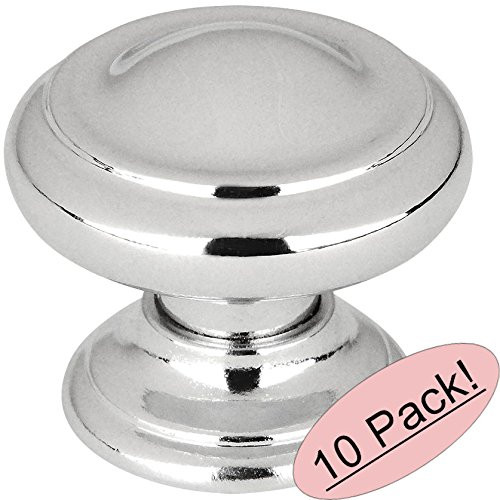 10 Pack - Cosmas 3317CH Polished Chrome Cabinet Hardware Round Knob - 1-3/16" Diameter