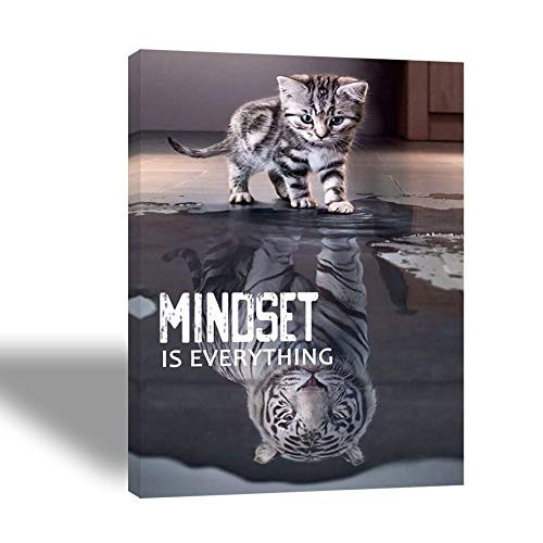16"X24" Motivational Canvas Wall Art Wood Frame Inspirational Quote Tiger Artwork Painting Picture for Living Room Bedroom Wall Picture Office Classro
