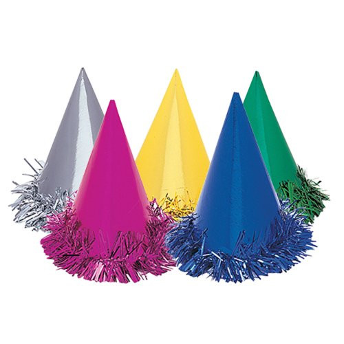 Fringed Foil Party Hats, Assorted 6ct