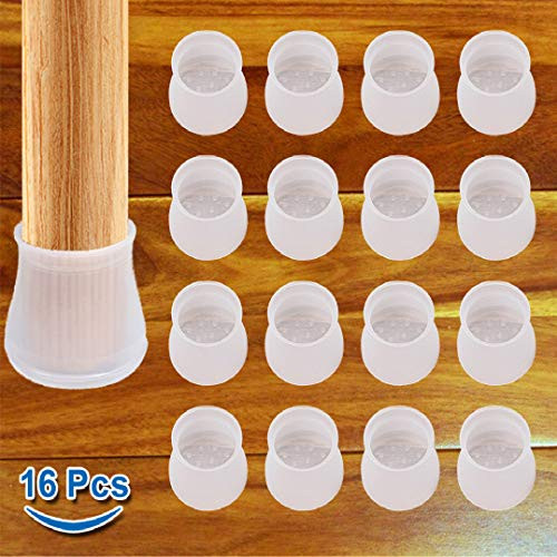 Furniture Silicon Protection Cover - 16 Pcs - Chair Leg Floor Protectors, Round & Square Chair Leg Caps, Prevents Scratches and Noise Without Leaving