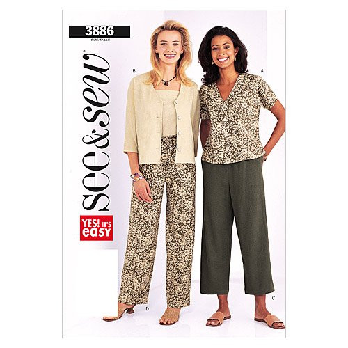 BUTTERICK PATTERNS B3886 Misses'/Misses Petite Jacket & Pants, Size A (8-10-12)