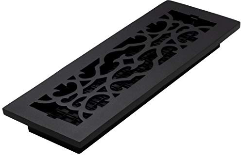 Decor Grates AC414-BLK Victorian Floor Register, 4 x 14, Cast Iron Black