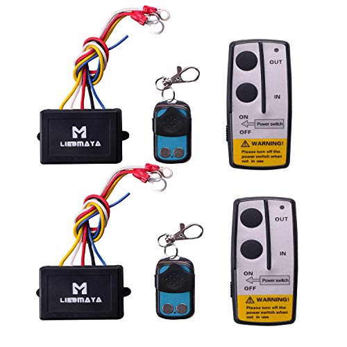 LIEBMAYA 2PCS Wireless Winch Remote Control Kit 12V Switch Handset for Truck Jeep SUV ATV 50Ft