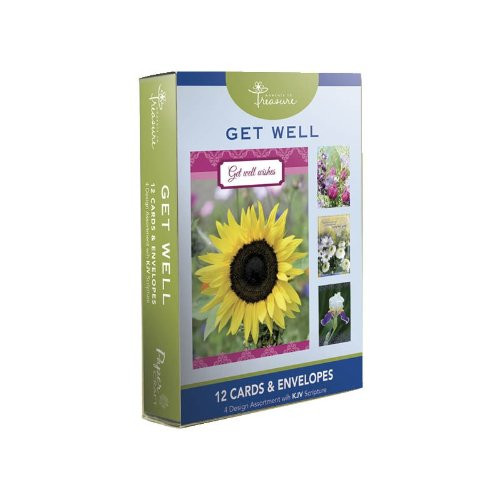16PK BOXED Flower Get Well CARDS Bulk WITH KJV SCRIPTURE  Floral Greeting Cards Sick for Her for Him Flowers