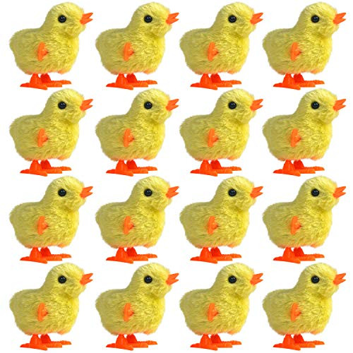 16 Pack Wind Up Chicken Novelty Jumping Chicken Gag Toy Plush Chicks Toys for Party Favors Supplies Props for Halloween Gag Shows