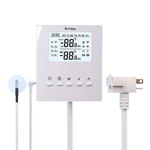 Briidea Digital Programmable Temperature Controller Thermostat Heating and Cooling Mode for Heat Mat, Seed Germination, Reptiles and Brewing, Featurin Briidea Digital Programmable Temperature Controller Thermostat Heating and Cooling Mode for Heat Mat, Seed Germination, Reptiles and Brewing, Featurin