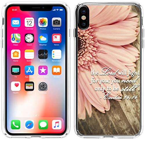 XS Max Case, Hungo Soft TPU Silicone Protective Case Compatible for iPhone Xs Max 2018 6.5 Inches Christian Sayings Bible Verses Theme Exodus 14:14