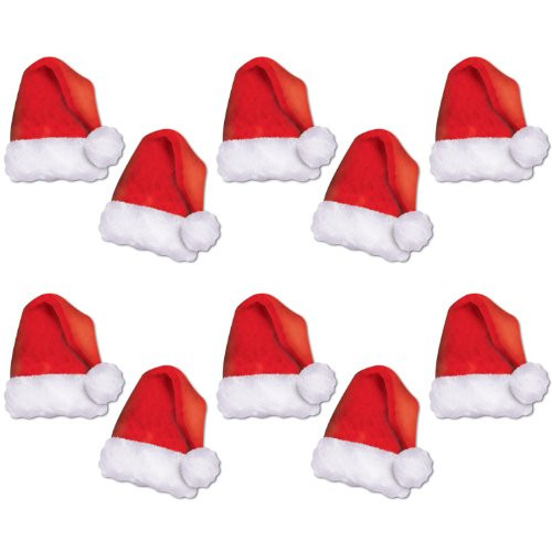 Beistle 22269, 10 Piece Mini Santa Hat Paper Cutouts, 5