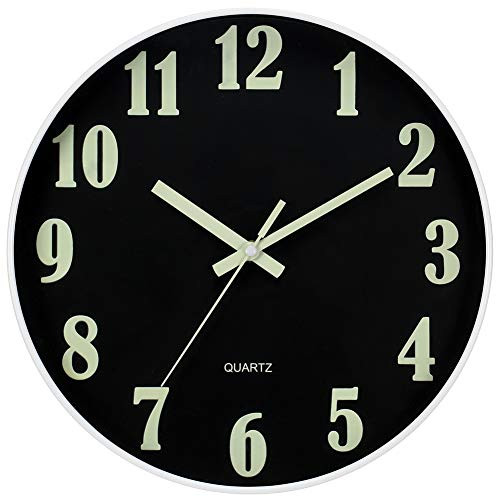 JoFomp Modern Night Light Wall Clock, 12 Inch Silent Non-Ticking Quartz Wall Clocks, Large Luminous Function Numbers and Hands, Battery Operated Decor JoFomp Modern Night Light Wall Clock, 12 Inch Silent Non-Ticking Quartz Wall Clocks, Large Luminous Function Numbers and Hands, Battery Operated Decor