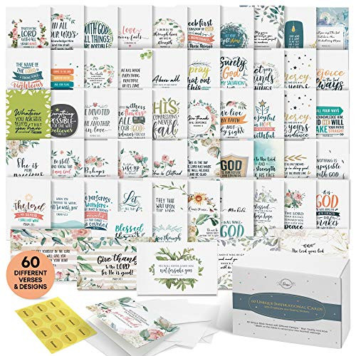 Dessie Bible Verse Cards - 60 Unique Scripture Cards With 60 Different Designs and Inspirational Bible Verses. Christian Greeting Cards Assortment. La Dessie Bible Verse Cards - 60 Unique Scripture Cards With 60 Different Designs and Inspirational Bible Verses. Christian Greeting Cards Assortment. La