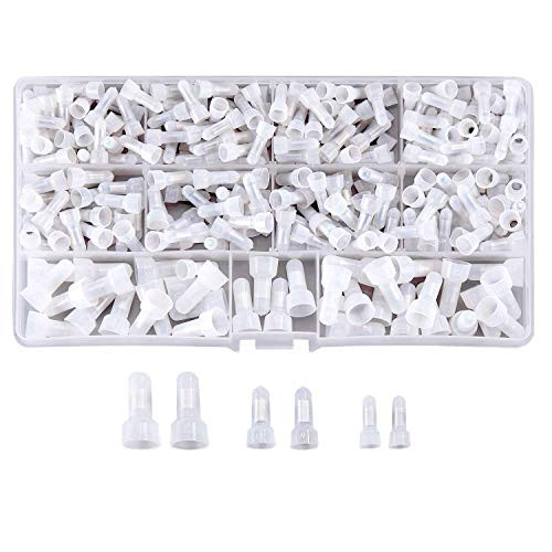 Litorange 250 PCS Power Cable Closed End Crimp Terminals Nylon Wire Cap,22-16/16-14/12-10 AWG Gauge Terminal Connectors Assortment Kit