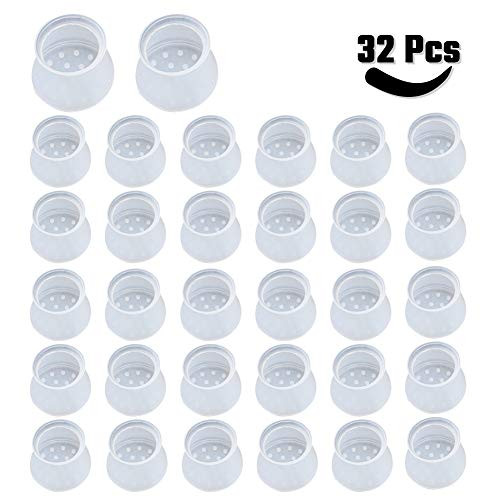32Pcs Silicone Furniture Chair Legs Protectors Covers Silicon Chair Leg Caps Round & Square Table Feet Cover Anti-Slip Floor Protection Cover Prevents